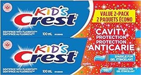 100 mL (Pack of 2) Crest Kid's Toothpaste Cavity Protection Sparkle Fun Gel