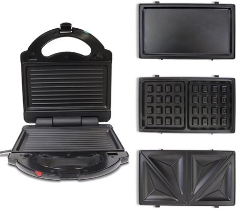 Total Chef 4-in-1 Waffle Maker, Indoor Grill, Sandwich Maker, Panini Press