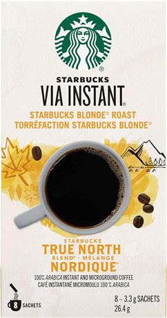 Starbucks Via Instant True North Blend Blonde Roast Coffee, 8 Count