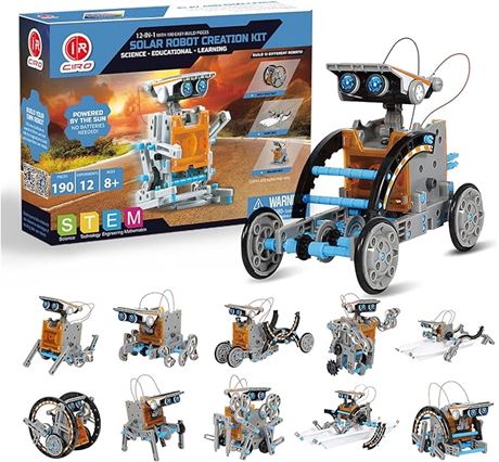 Solar Robot Kits, STEM Projects 12-in-1 Education Toys for Kids 8-12, 190 Pieces