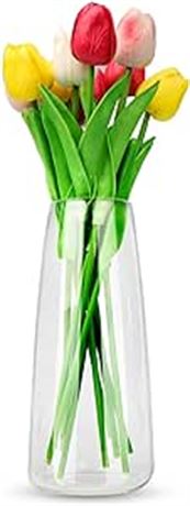 DARENYI Clear Glass Vase, Flower Vase for Home Decor, Modern Decorative Vase