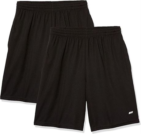 MED -  Essentials Men's Performance Tech Loose-Fit Shorts, Black, 2 Pack
