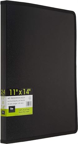 Filexec, 93630, Art Presentation Book, 24 Pocket, 11" x 14", 1 Each Black