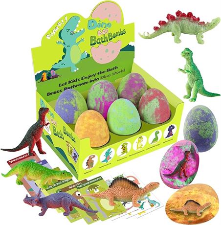 Bath Bombs for Kids with Toys Inside, Organic Dinosaur Bath Bombs Gift Set,