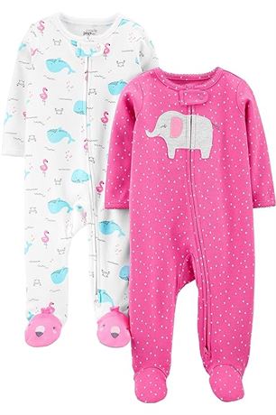 3-6M Simple Joys by Carter's Baby Girls' Cotton Sleep and Play, Pack of 2
