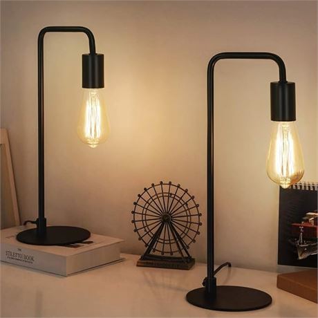Industrial Table Lamps, Vintage Nightstand Lamps Set of 2, Bedside Lamps for Bed
