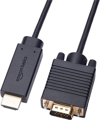 6FT Basics HDMI (Source) to VGA (Display) Cable (NOT Bidirectional), Gold-Plated