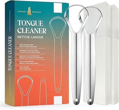 Stanley Artisan Tongue Scrapers - Tongue Cleaner with 2 Pieces Travel Cases