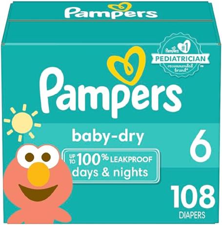Diapers Size 6, 108 count - Pampers Baby Dry Disposable Diapers