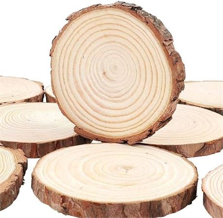 Natural Wood Slices  11 Pcs 3.1-3.5 Inches Unfinished Wood Craft Kit Undrilled