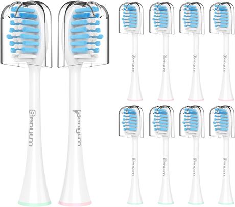 10 Pack Senyum Replacement Toothbrush Heads, Compatible with Philips Sonicare