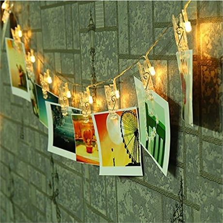 Cisixin LED Photo Clip String Lights 20 Photo Clips(Warm-White)
