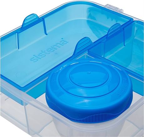Sistema 216852 to Go Collection Bento Cube Lunch Box, Small, Clear/Blue