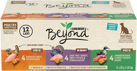 Beyond Wet Cat Food, Poultry Variety Pack 3 Flavours - 85 g Can (12 Pack)