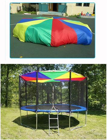 12ft Rainbow Parachute Outdoor Party Games, Kids Play Parachute Cooperative