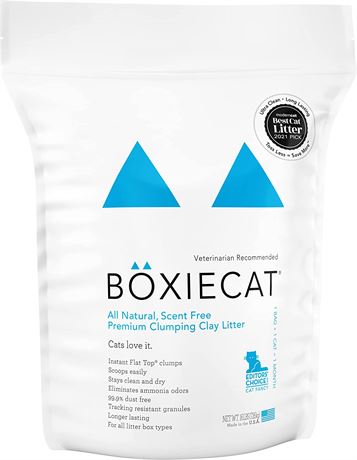 16LB Boxiecat Premium Clumping Cat Litter - Scent Free - Clay Formula
