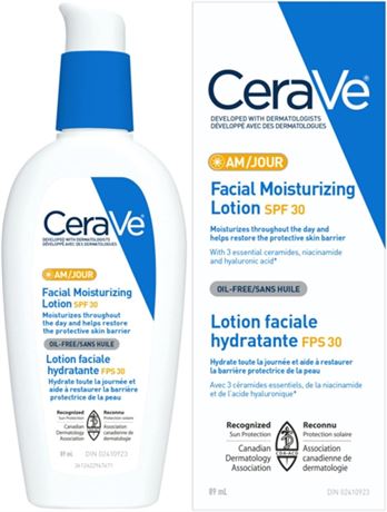 CeraVe Facial Moisturizer with SPF 30 Face Sunscreen Lotion with Hyaluronic Acid