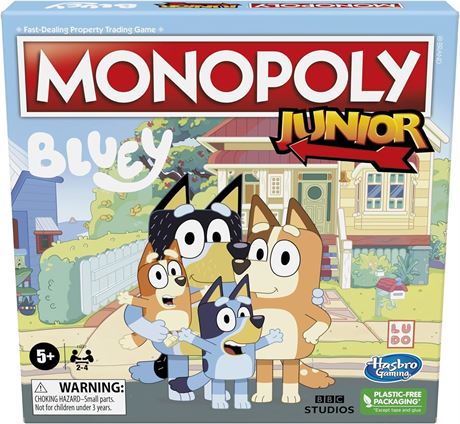 Monopoly Junior: Bluey Edition Board Game for Kids Ages 5+, Play as Bluey, Bingo