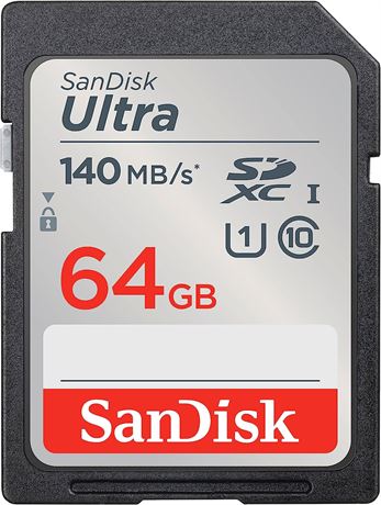 SanDisk 64GB Ultra SDXC UHS-I Memory Card - Up to 140MB/s, C10, U1, Full HD