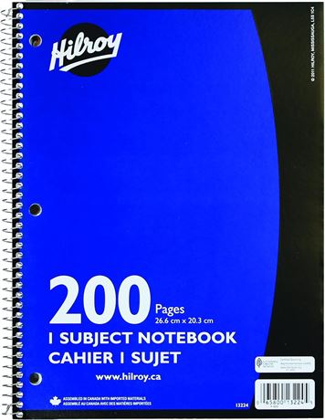 10 Hilroy Coil 1-Subject Notebook, Wide Ruled, 200 Pages