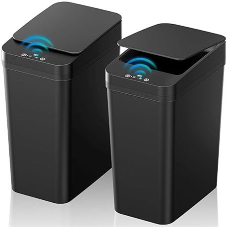 Bathroom Trash Can with Lid, KOEYLE 2 Pack 2.2 Gallon Automatic Touchless