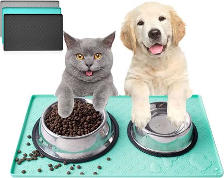 19" x 12" Miaomitun Dog Cat Pet Feeding Mat,Waterproof Silicone Feeding Mat