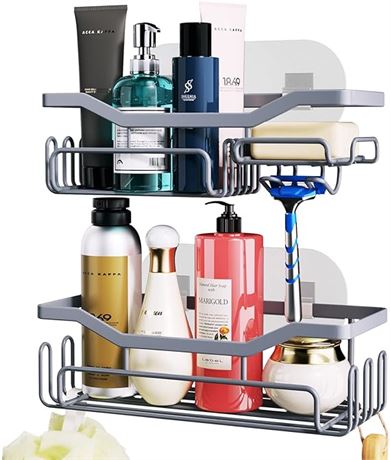 HapiRm Shower Caddy Bathroom Shelf with 11 Hooks for Hanging Sponge