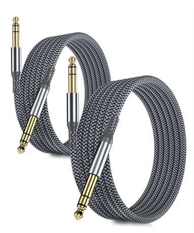 20FT 2-Pack Ruxely 6.35mm TRS Instrument Cable,Straight 1/4 Inch Male Jack