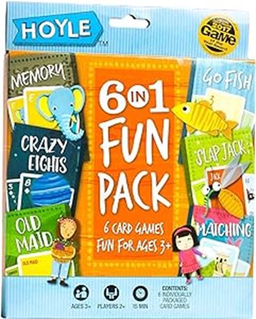Hoyle 6 in 1 Fun Pack Kids Playing Cards Games Go Fish Crazy 8s Old Maid