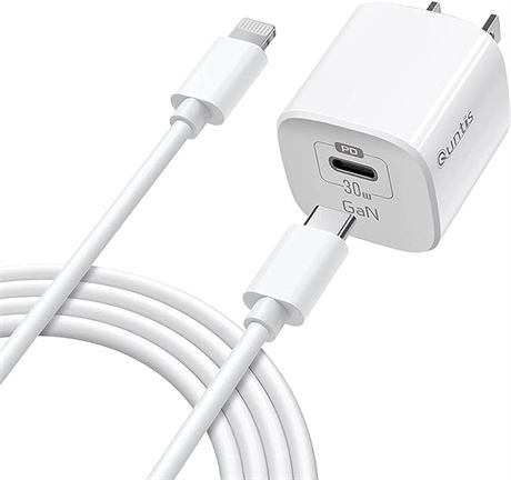 USB C GaN Charger 30W, iPad Fast Charger with 6.6FT USB C