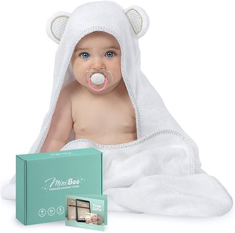 Miniboo Organic Bamboo Hooded Baby Towel - Ultra Soft