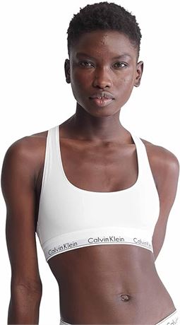 MED - Calvin Klein Women's Modern Cotton Bralette, White