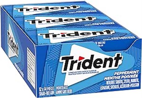 Pack of 12 Trident Sugar Free Peppermint Gum Superpak, Chewing Gum