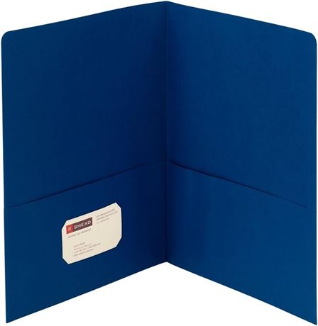 Smead Two-Pocket Portfolios, Dark Blue, 25 Per Box
