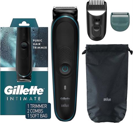 Gillette Intimate Men’s Pubic Trimmer, SkinFirst Pubic Hair Trimmer for Men