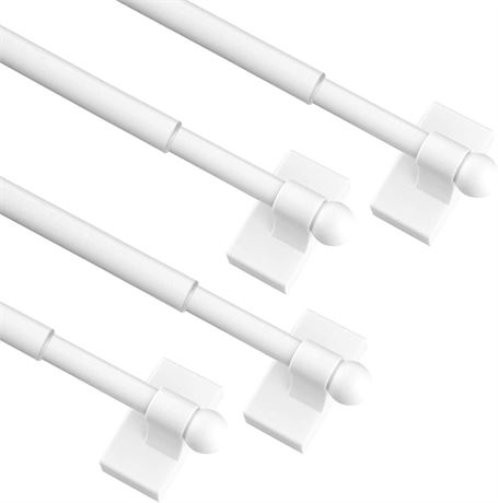 4-Pack, White Coquilles Multi-Use Adjustable Magnetic Curtain Rods for Doors