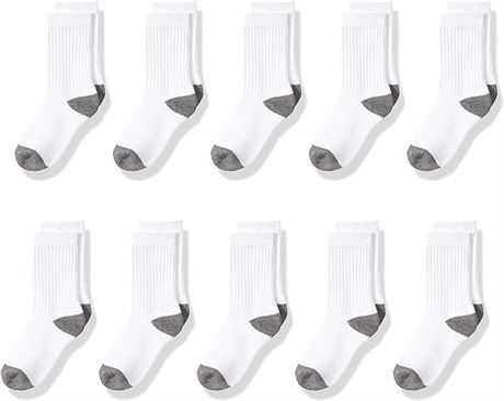 Sz3-10 Kids Amazon Essentials Kids' 10-Pack Cotton Crew Sock