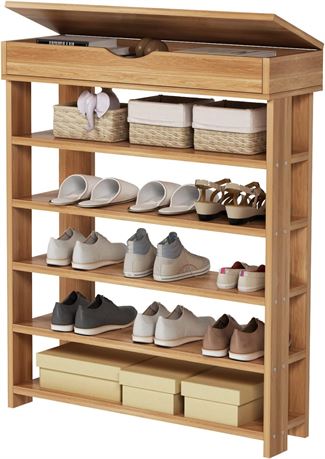 sogesfurniture 29.5 inches Shoe Rack 5 Tier Free Standing Wooden Shoe Storage
