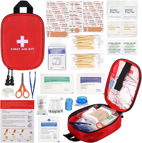 Small First Aid Kit 120 Piece First Kit for Office, Car Emergency Kit, Hiking...