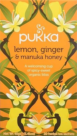 Pukka Teas Lemon Ginger Manuka Honey Tea, 20 Tea Bags