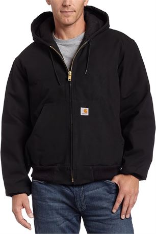 MED Carhartt Men's Quilted Flannel Lined Duck Active Jacket, Black