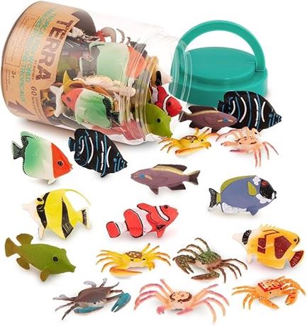 Terra by Battat – Toy Tropical Fish & Crabs – 60 Mini Figures in 12 Realistic