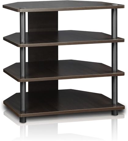 Furinno 15093CC/GY Turn-N-Tube Easy Assembly 3-Tier Petite TV Stand, Espresso/Bl