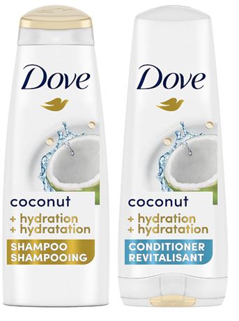 355 ml ea Dove Coconut + Hydration Shampoo & Conditioner for dry hair