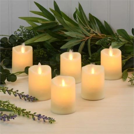 Battery Operated LED Votive Candles with Moving Flame (Set of 6)