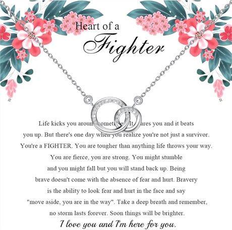 TGBJE Fighter Gift Warrior Gifts Heart Of A Fighter Necklace Survivor Gift