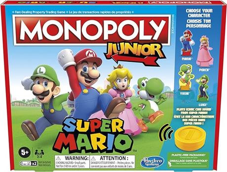 Monopoly Junior Super Mario Edition Board Game, Fun Kids' Game Ages 5 and Up