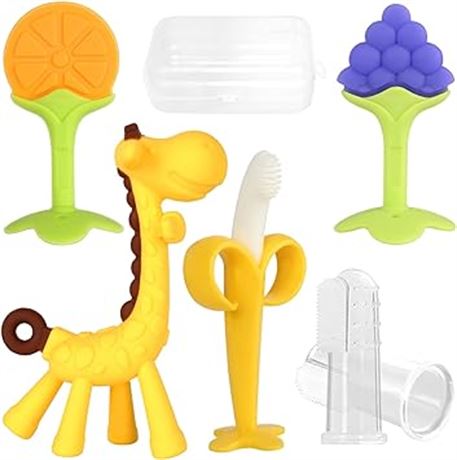 Chuya Teething Toys (4 Pack) Teething Toy for Baby, Teach Teeth Brushing