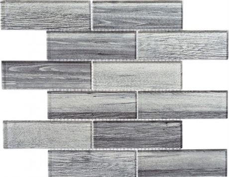 2" x 6" English Grey Wood Look Interlocking Glass Tile