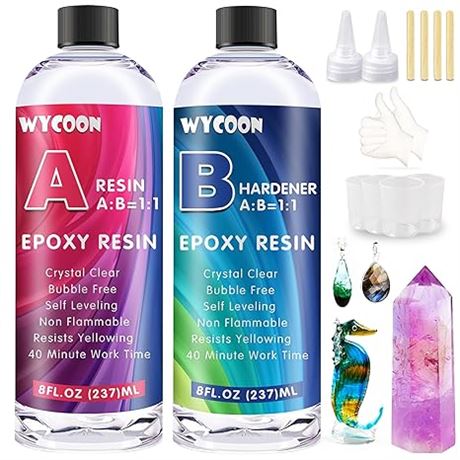 Epoxy Resin, 16OZ Crystal Clear Epoxy Resin Kit, Casting Resin for Art Crafts